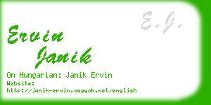 ervin janik business card